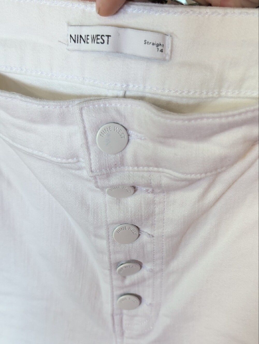 Nine West White High-Rise Cropped Button-Fly Jeans - Picture 2 of 3